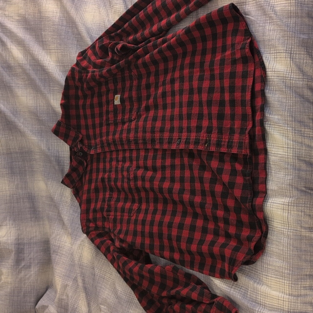 Used Red And Black Buffalo Check Carhartt Extra Large Rugged Flex Button Down